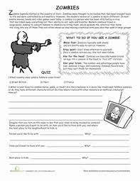 Fifth Grade Holidays Seasons Worksheets All About Zombies Halloween Reading Comprehension Comprehension Worksheets Middle School Reading Comprehension