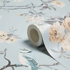 Get great deals on ebay! Fine Decor Chinoiserie Teal Foliage Birds Smooth Wallpaper Diy At B Q