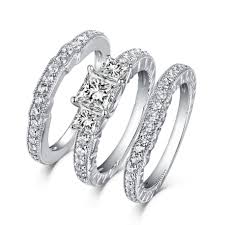 In fact, with the same carat weight as a round cut to make it short: Princess Cut S925 Silver White Sapphire 3 Stone 3 Piece Ring Sets Lajerrio Jewelry