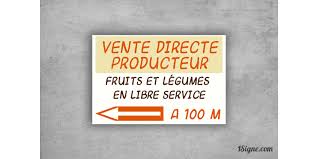 Elle est à utiliser pour la vente au détail des fruits et légumes. Pre Enseigne Vente Directe Fruits 1 Signe