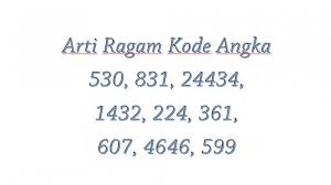 Here are a list of some numbers and their intended meanings. Ragam Arti Kode Angka 530 831 24434 1432 224 361 607 4646 Dan 599 Meaning Bahasa Gaul 2021 Tribun Pekanbaru