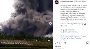 Hari ini, sabtu (16/1), bupati lumajang thoriqul haq melaporkan gunung semeru kembali meletus, sekitar pukul 17.48 wib, bukti ramalan mbak you akurat? 8vxebmlxd6rojm