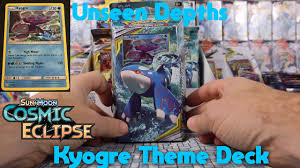 These wonderfully illustrated cards are bound to stand out in your collection! Pokemon Tcg Kyogre Unseen Depths Theme Deck Opening Cosmic Eclipse Youtube