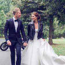 Dresses for girls,party dresses,2021 wedding dresses,prom dresses,maybe the best dress websites for women. Bride Wearing Ines Di Santo Gown Black Leather Jacket Leather Jacket Wedding Dress Leather Jacket Wedding Leather Jacket Style