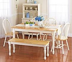 Amazon Com White Dining Room Set With Bench This Country Style Dining Table And Chairs White Dining Room Sets Dining Table Chairs Traditional Dining Tables