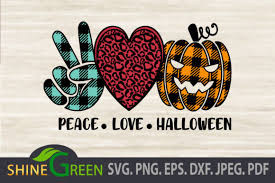 This is a svg, dxf, eps, and png digital download. Halloween Peace Love Pumpkin Plaid Graphic By Shinegreenart Creative Fabrica