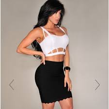Hot miami styles black or white bodycon lace knee length miami styles lace bodycon cocktail length knee tradesy. Hot Miami Styles Skirts Hot Miami Styles Black Scalloped Bandage Skirt Poshmark