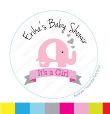 Baby Girl Stickers Its A Girl Elephant Stickers Personalized Baby Shower Printed Round Stickers Diaper Cake