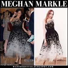 Meghan Markle In Black And White Tulle Dress With Bird Design Oscardelarenta Dress Royalfamily Royals Duchessofsusse Black Tulle Dress Tulle Dress Dresses