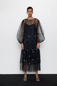 Zara Tulle Dot Dress Maxi Dress Winter Dot Dress Womens Midi Dresses