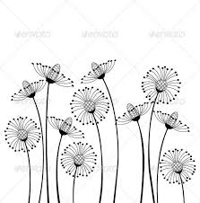 Black And White Plants Drawing Meadow Flowers Cartoon Flowers Flower Drawing Spring Drawing