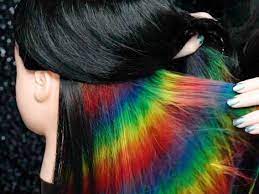 #las vegas #me #selfie #letmetakeaselfie #rainbow hair #black hair #lasvegaslocal #purple #purple lipstick #sass. How To Get Hidden Holographic Rainbow Hair With Underlights