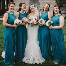 Long Mesh Dress With Illusion Neckline David S Bridal Davids Bridal Bridesmaid Dresses Brides Maid Dresses Blue Bridesmaid Dress Colors