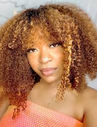 Afro Kinky Curly Human Hair Wigs With Bangs