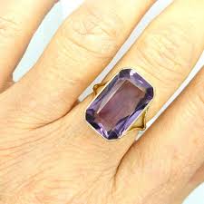 Vintage 9k Gold Amethyst Ring Retro Mid Century Cocktail Etsy Purple Stone Rings Gold Amethyst Ring Vintage Fine Jewelry
