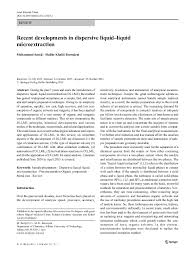 PDF) Recent developments in dispersive liquid–liquid microextraction