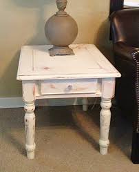 White Distressed Side End Table Rustic Shabby Cottage Chic Chalk Paint On Etsy 145 00 White End Tables Redo Furniture Shabby Chic Cottage