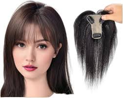 Silk Base Side Fringe Bangs Human Hair Topper For Women Thin 18g Middle  Part Clip In Toupee With 3D Air Bang Hair 10inch Straight Hair Bangs  Wiglets ...