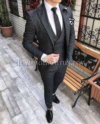 Italyan Stil Erkek Ceket Yelek Pantolon Siyah Takim Elbise T2336 Siyah Takim Elbise Takim Elbise Stil