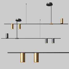 3d Model Mid Century Modern 3 Light Linear Ceiling Light 1