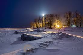 Snowy Pointe Aux Barques At Night Daniel Frei Photography Lighthouse Michigan Photography Night Photography