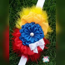 Tocado Tricolor Hermosa Combinacion De Los Colores De La Bandera De Mi Querida Venezuela Falta Poco Con El Favor De Dios A Crafts Bow Hairband Bow Headband