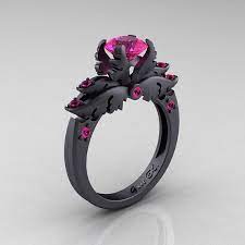 Classic Angel 14k Matte Black Gold 1 0 Carat Pink Sapphire Etsy In 2021 Black Gold Jewelry Black Jewelry Black Diamond Solitaire