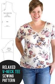 I've been struggling how to sew a neck line and your visuals help me! How To Make A Pretty Floral V Neck T Shirt It S Always Autumn Shirt Patterns For Women Shirt Sewing Pattern T Shirt Sewing Pattern