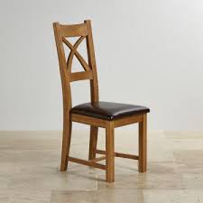 Farmhouse Dining Chair In Rustic Solid Oak Black Leather Oak Chair Dining Chairs Cross Back Dining Chairs