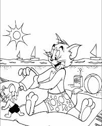 Tom And Jerry Are On Vacation At The Beach Coloring Pages