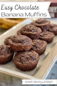 Easy Chocolate Banana Muffins Recipe In 2021 Chocolate Banana Banana Muffins Easy Chocolate