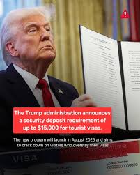 ATTENTION: New US Visa Requirement! The US announced that, starting in  August 2025, some tourist (B-2) or business (B-1) visa applicants may be  required to pay a security deposit of up to