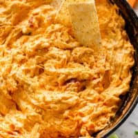 You can use crackers, a sliced baguette, or even celery this spicy party food appetizer is full of classic buffalo wing flavors. Buffalo Chicken Dip Cafe Delites
