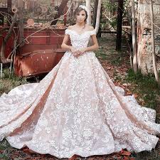 Rose Moda Off The Shoulder Ivory Lace Over Blush Pink Wedding Dress With Royal Train 3d Lace Ball Gowns Wedding Short Sleeve Wedding Dress Wedding Dresses Lace