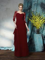 Das perfekte hochzeitskleid für jede frau. Elegante Brautmutterkleider Abendkleid Lang Bordeaux Chiffon Spitze Armel