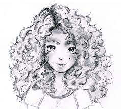 Curly Hair Curly Hair Girl Anime Manga Pencil Scetch Drawing Art Girl Drawing Sketches Curly Hair Drawing Curly Hair Cartoon