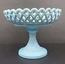 Taylor Blue Milk Glass Compote Pedestal
