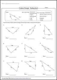 Area Of Scalene Triangle Triangle Worksheet Worksheets Trigonometry Worksheets