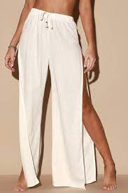 Seaside Sweetie White Swim Cover Up Pants White Beach Pants Swim Cover Pink Beach Pants