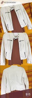 Faux Off White Leather Jacket Great Condition White Leather Jacket Leather Jacket White Leather