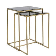 tables gigognes metal verre dore noir decoration vintage salon nordal coffee table side table nesting tables