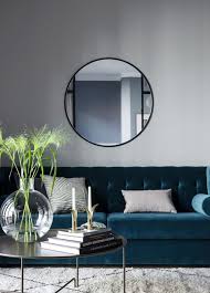 Modern Scandinavian Living Room With A Blue Velvet Couch Velvet Sofa Living Room Living Room Sets Furniture Living Room Scandinavian
