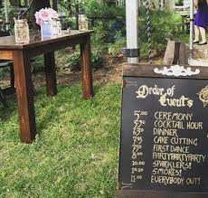 Penn Rustics Rentals Urban Outdoor Riverside Choderwood Wedding Ceremony Reception Wood Farmhouse Table S Wedding Rentals Decor Rustic Wedding Decor Rustic