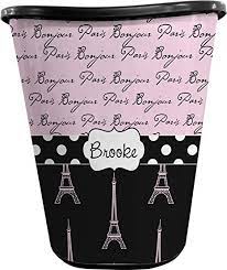 Maybe you would like to learn more about one of these? Amazon Com Rnk Shops Paris Bonjour And Eiffel Tower Waste Basket Single Sided Black Personalized Home Kitchen