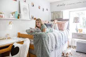 Pink, white, gray, and gold dorm room. Tips And Tricks To Decorating A Fabulous Freshman Dorm Room