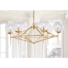 Shop Safavieh Lighting Greyor Adjustable 6 Light Led Gold Chandelier 34 X 34 X 12 84 On Sale Overstock 22238387
