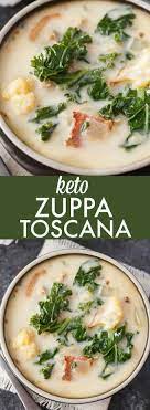 Keto Zuppa Toscana A Keto Friendly Version Of The Famous Tuscan Soup It S Filled With Kale Bacon Sausage Roas Sausage And Kale Soup Zuppa Toscana Recipes
