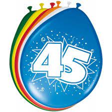 Ballonnen 45 Jaar 30cm 8st Partywinkel Nl