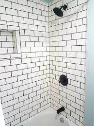 White Subway Tile Charcoal Grout Tile Shower Niche Laundry Room Tile Shower Niche