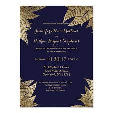 Elegant Navy Blue And Gold Faux Drawn Leaf Pattern Invitation Zazzle Com Blue Wedding Invitations Navy Blue Wedding Invitations Pattern Invitation